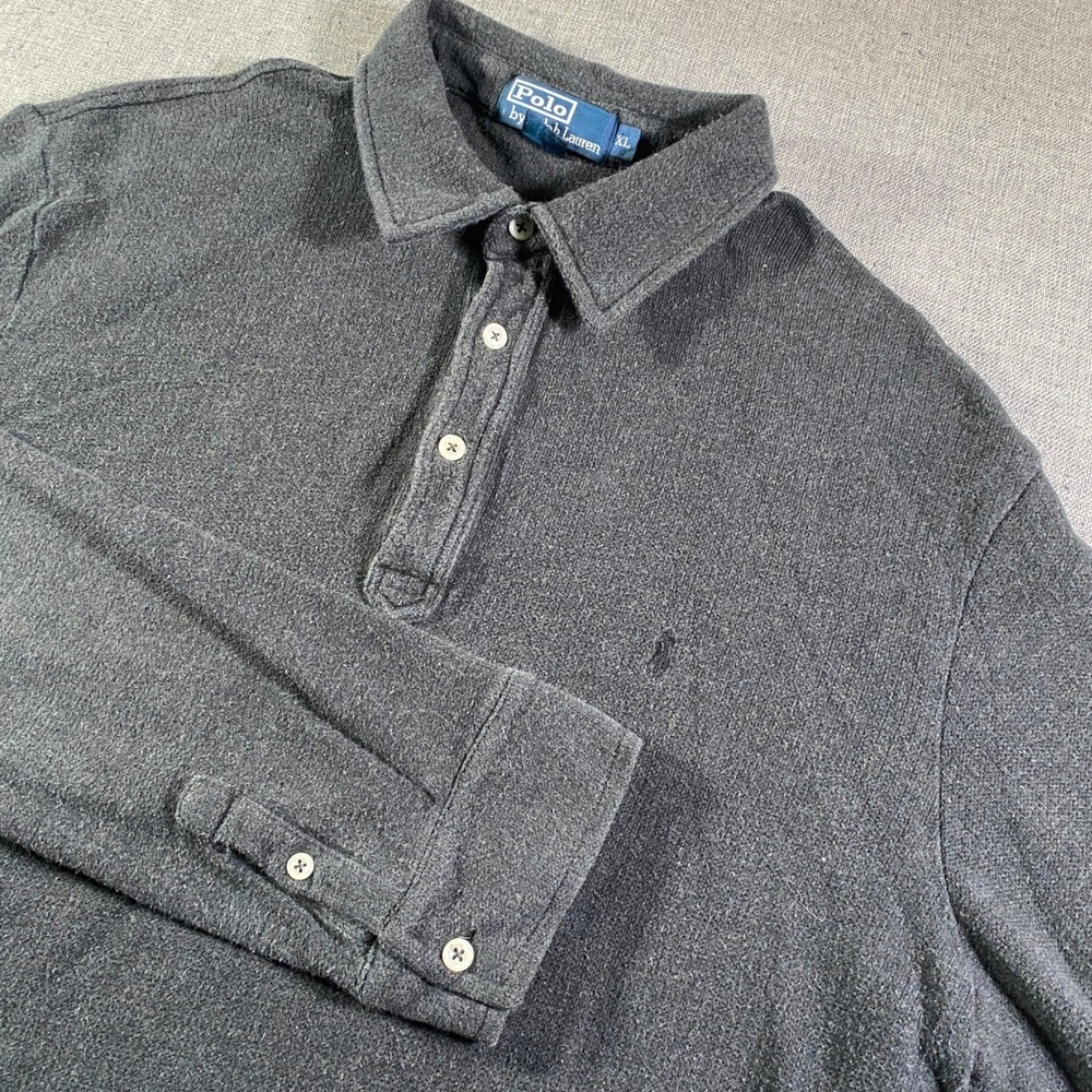 Vintage Polo Ralph Lauren Long Sleeve Nylon Blend Shirt Men XL Charcoal Gray USA